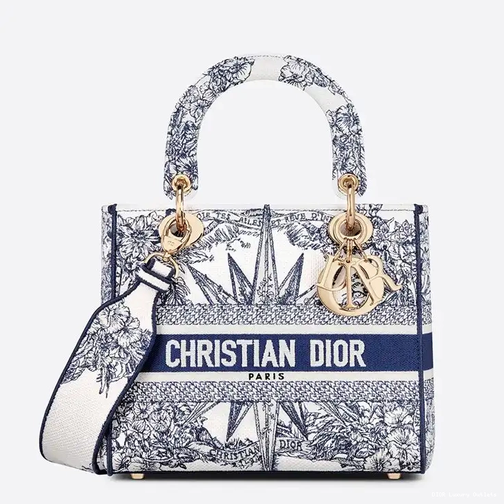 Motif Medium Bag Blue Reve Canvas Lady D-lite d'Infini 0628 Luxury